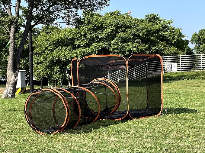 2 in 1 Pet Cat and Dog Tunnel Tent Foldable Pet Tent Outdoor Pop Up Pet Playpen Cage Fences House (Styles 2) - Image 4