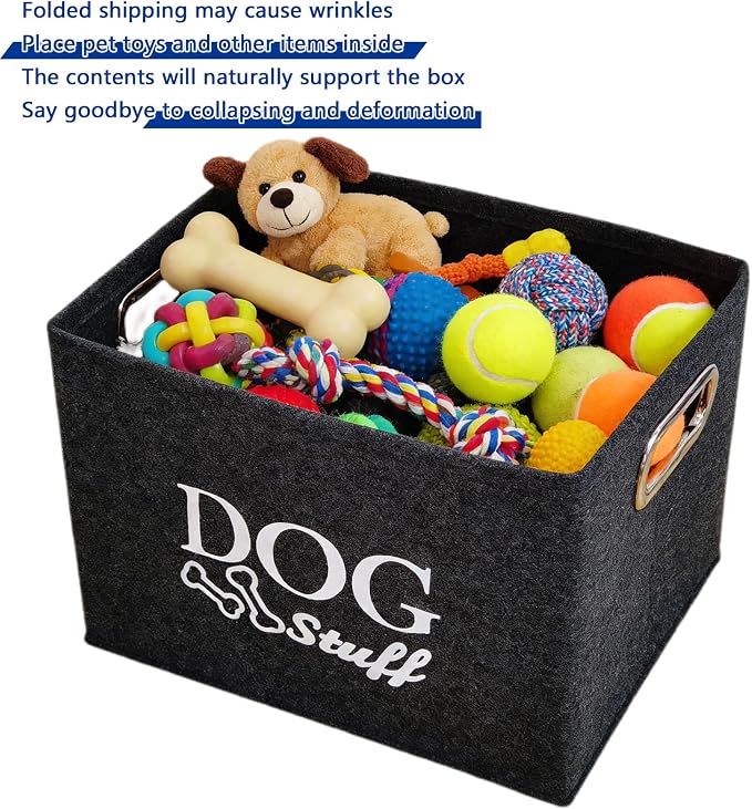 Dog Toy Bin Box Basket Storage container，Pet Toy Basket Bin Box For Dog Toys，Dog Toy Baskets With Metal Handles - Image 4
