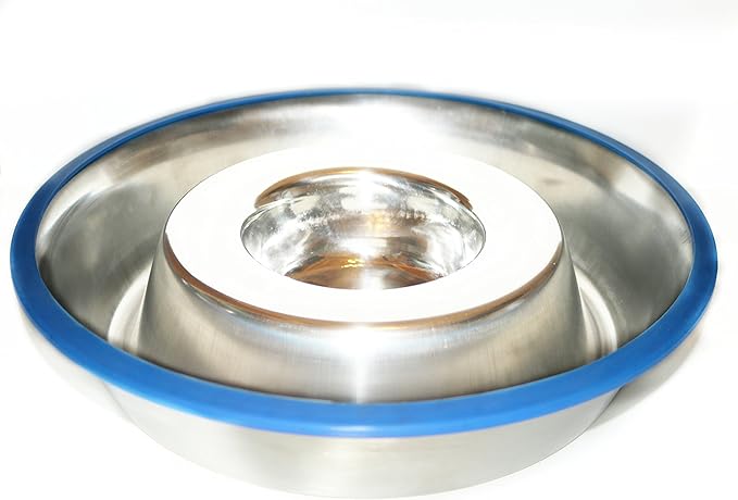Mr. Peanut's Stainless Steel Interactive Slow Feed Dog Bowl with a Blue Silicone Base, Fun Healthy Bloat Stop Feeder (Medium) - Image 4