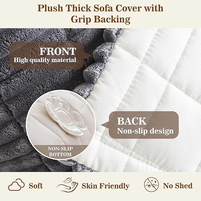 MYSKY HOME Couch Covers for Dogs, Non-Slip Sofa Cover, Dark Grey, 27.6x59in | Couch Covers for Sofa, Sofa Cover for Pets Washable, Soft & Thick Sofa Slipcovers, Love Seat Couch Cover, Furniture Protector - Image 5