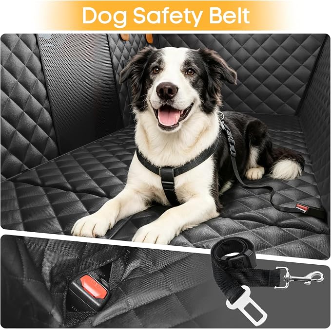 PETICON Dog Car Seat Cover for Back Seat, Hard Bottom Back Seat Extender | Rear Seat Pet Cover for Dogs - Supports 400lbs, Waterproof & Scratch Resistant Dog Hammock with Mesh Window for SUVs & Trucks - Image 6