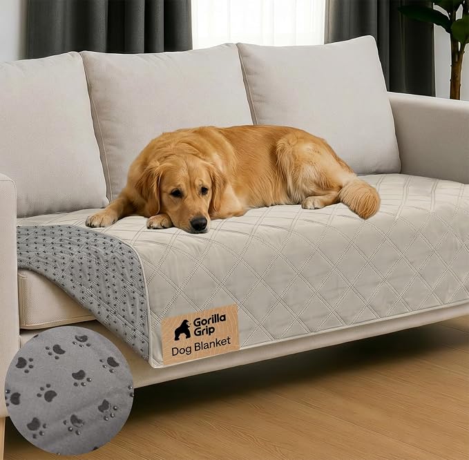 GORILLA GRIP® Waterproof Dog Blanket, Couch Cover for Dogs, 30x70 Taupe | Silicone Grip Backing, Washable, Leakproof, Protects Sofa, Sectional, Bed, Crate, Car and RV, Senior Pet Essential by Unknown