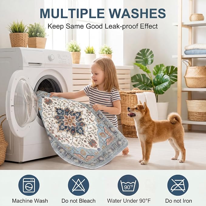 Washable Pee Pads for Dogs,Great Urine Absorbent Reusable Puppy Training Pads,Waterproof,Leak-Proof & Non-Slip Potty Pads for Whelping,Crate,Playpen,Bed.(Gray Floral,18"x24") - Image 5