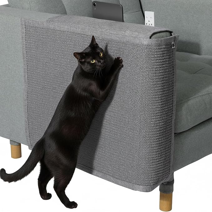 The Cat Ladies Cat Scratch Furniture Protector - 2-in-1 Side Anti Scratch Couch Protector - Adjustable Furniture Protectors from Cats Scratching - Sisal Couch Corner Guard Scratcher - Grey by TheCatLadies