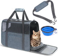 JUNGYOUN Premium ​Cat Carrier - ​Pet Carrier for Cat & Small Dogs up to 15lbs - ​Airline Approved Travel Dog Carrier with Anti-Escape Zippers, Collapsible Travel Bowl & Padded Strap by JUNGYOON