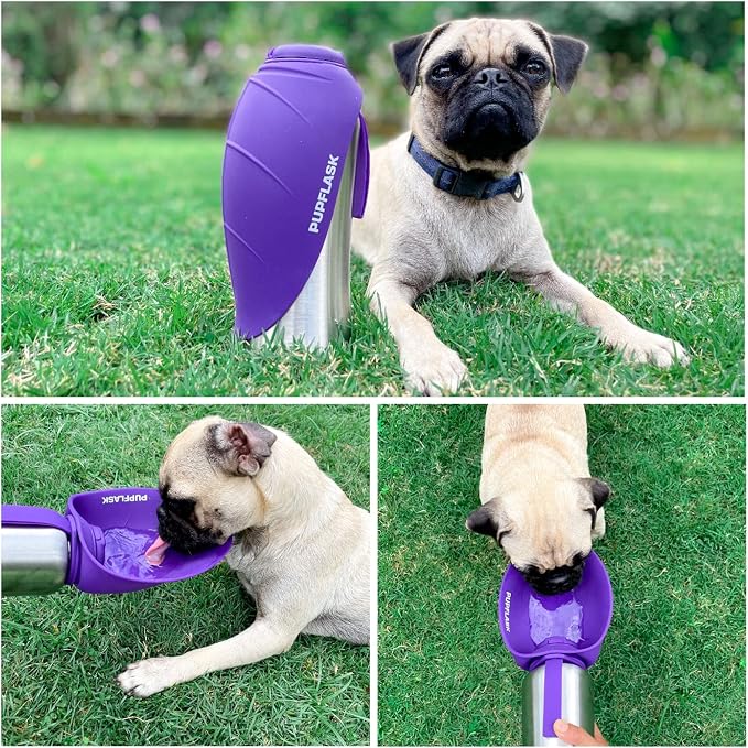 PupFlask Large Dog Water Bottle, Portable Stainless Steel Travel Bowl | 27 or 40 oz Leak-Proof Drink Dispenser with Built-In Cup and Carry Strap for Walking, Hiking and Travel; For All Dog Breeds - Image 6