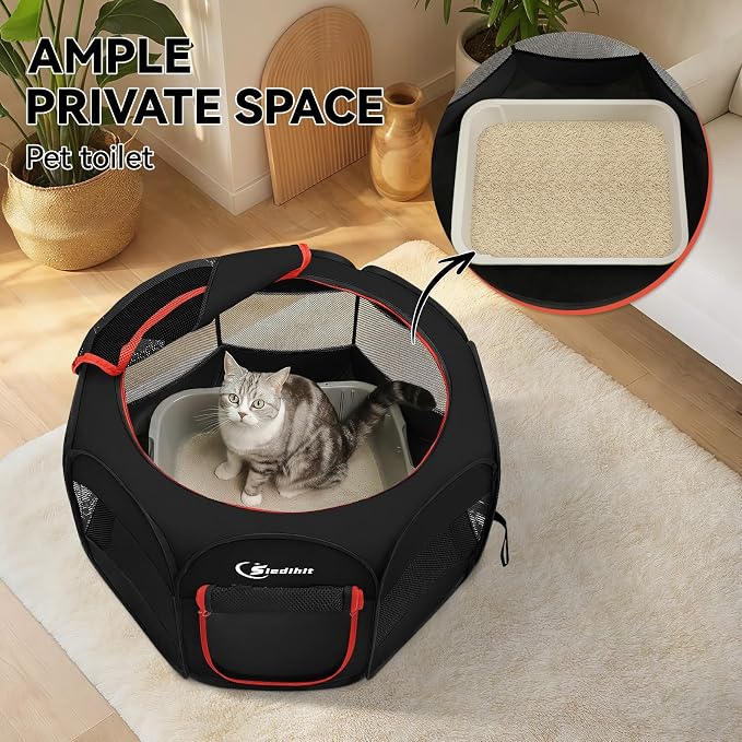 Siedihit Black Dog Cat Playpen, Puppy Pet Playpen Indoor for Small Dog | Crate Tent Cage Outdoor, Portable Pop Up Dogs Enclosure Kennel with Carrying Case for Dogs/Cats/Rabbits - Image 6