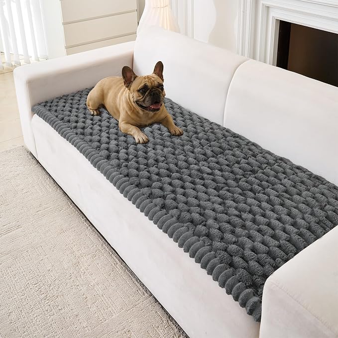 Couch Cover for Dogs Washable, Non Slip Soft Cozy Grey | Pet Friendly, Fuzzy Durable Plush Thick Slipcovers for 3 Cushion Sofa Cover Protector Mat Bed Furniture Couches 27.6"x82.7" by CoSofSLIP