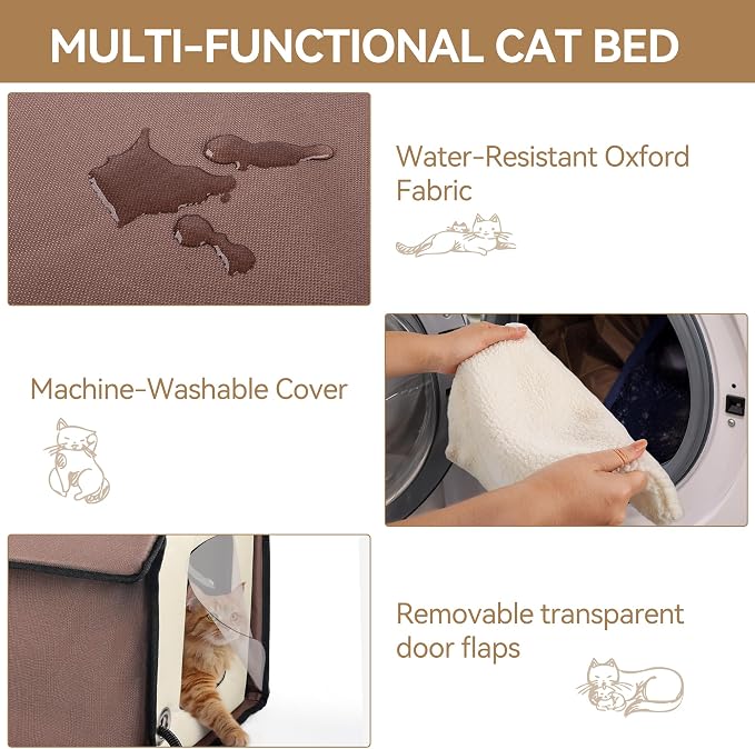 ALL FOR PAWS Heated Cat House, Indoor Cats Home for Winter with Heated Pad, Cat Houses & Condos, Heater Cat Bed for Feral Kitty, Thermo Kitty Home - Image 6