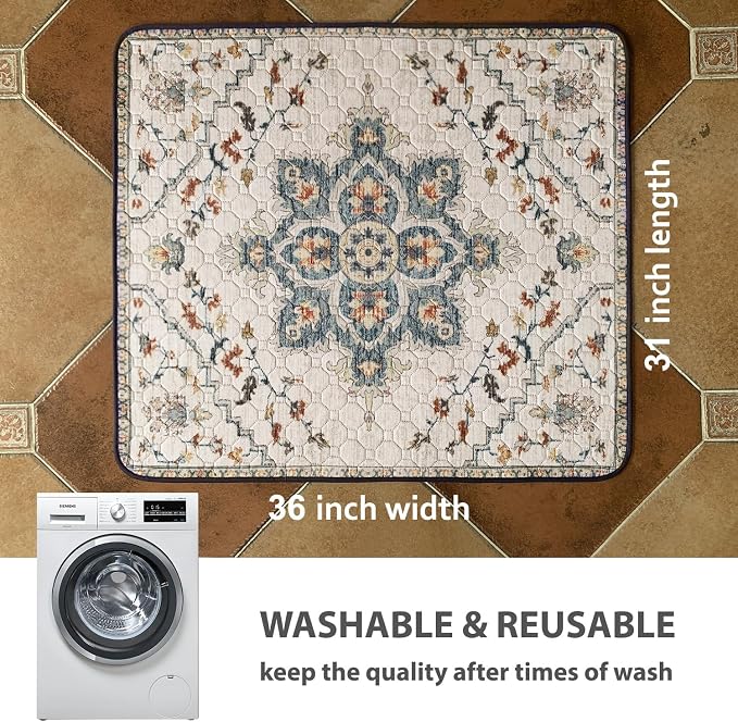 nunubaby Washable Pee Pads for Dogs, Stylish, Non-Slip and Leak-Proof Pee Pads. Reusable Potty Pads for Dogs for Crates and Floors.(Beige/Floral, 31" x36" ) - Image 4