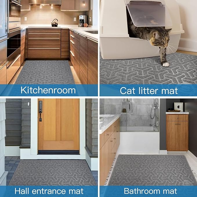 UPSKY Waterproof Cat Litter Mat Large 35" x 47" Soft on Kitty Paws, Gray | Litter Box Mat, Cat Litter Mat Litter Trapping Mat, Waterproof Scatter Control, For Indoor Cats, Easy to Clean - Image 6