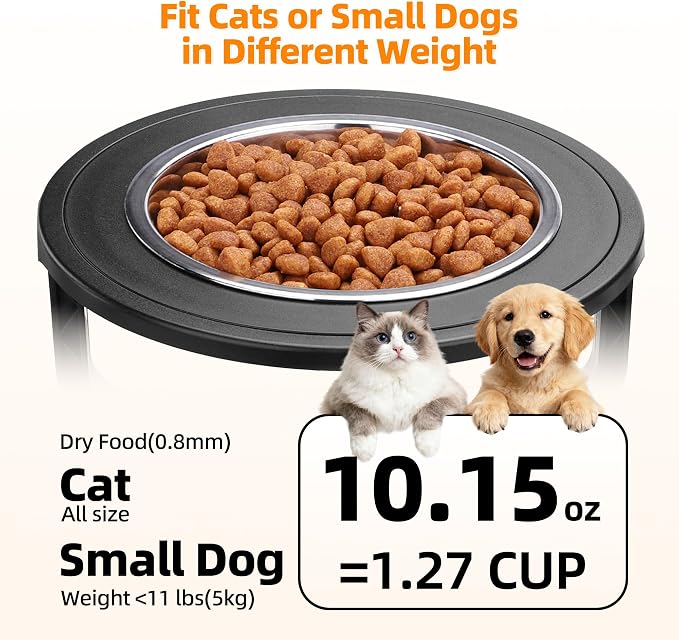 Raised Cat Bowls,15° Tilted Cat Food Bowls (1 Pack) | Elevated Cat Bowls for Indoor Cats with Height-Adjustable Stand,Non-Slip Stainless Steel Cat Bowls - Image 6