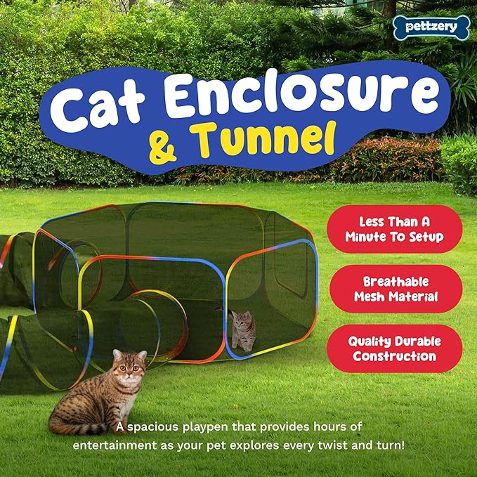 Outdoor Cat Enclosure - Portable Catio Playground for Cat Run, Kitty and Small Animals - Tent & Tunnels for Outside and Indoor Play - Image 2