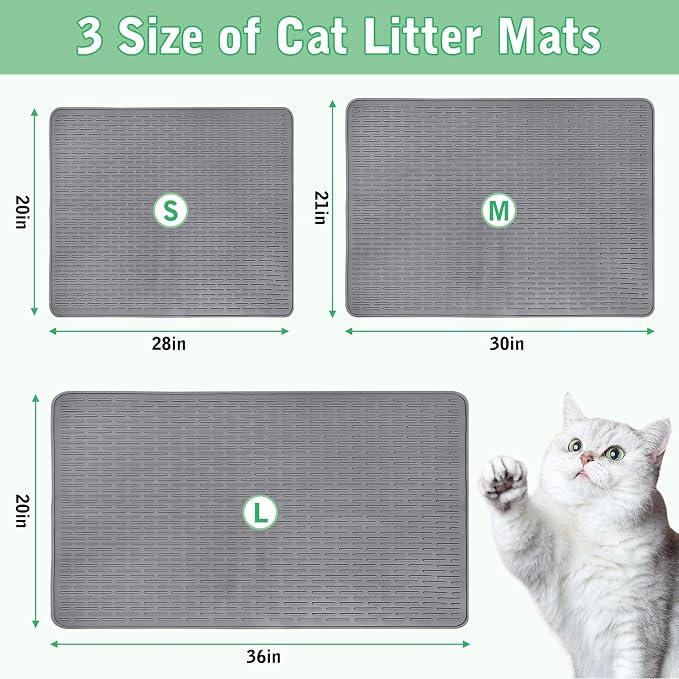 Cat Litter Mat 30" x 21" Waterproof Rubber Litter Box Mat Non-Slip & Soft Litter Trapping Mat Easy to Clean Kitty Litter Mat for Indoor Floor (Medium) - Image 4