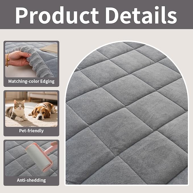 Couch Covers for Dogs, Pet Couch Covers for Loveseat, Couchs Protector for Dogs, Sofa Cover for Pets Washable, Dog Cover for Couch, Velvet Couchs Protector for Pets(1PC,Light Grey,27.6"×59") - Image 3