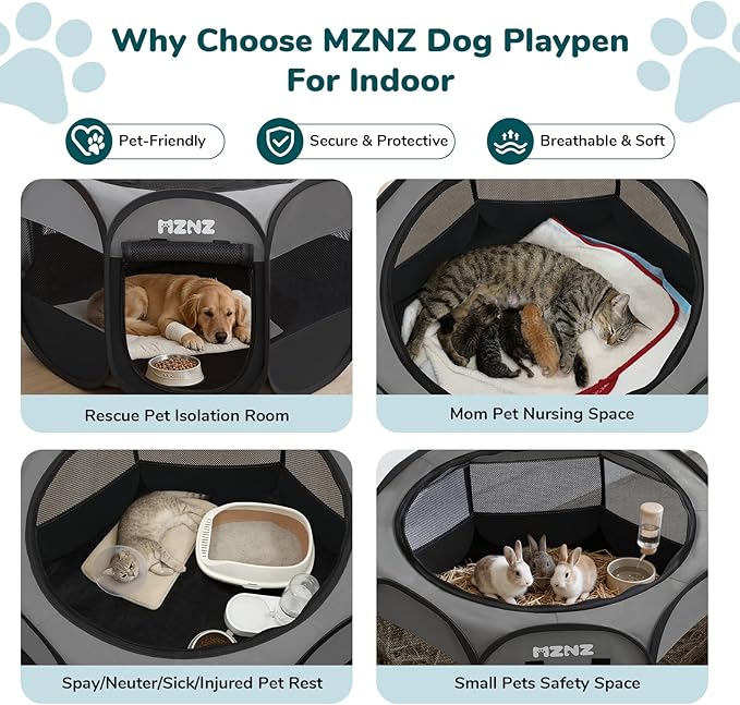 Dog Cat Small Animal Puppy Playpen Crate, Large, Dark Grey | Portable Pop Up Pet Cage Enclosure Tent Kennel Indoor Outdoor with Carrying Case, No Assembly, Camping Use - Image 4