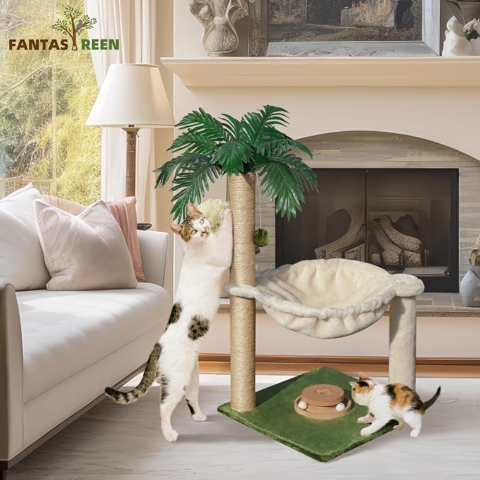 Fantasreen Cat Tree 28'' with Hammock & Interactive Toy for Indoor Cats - Image 6