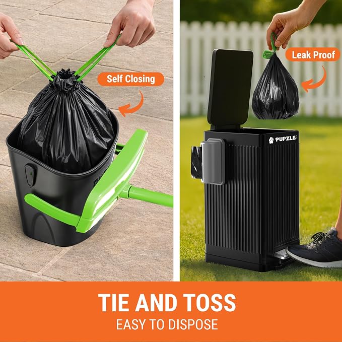 Dog Pooper Scooper with Bag Attachment, 40" Long Handle | Dog Poop Scoop for Yard, Large Capacity Swivel Bin and Rake Pooper Scooper, Lavender Scented Bags for Large Dogs (Black) - Image 4
