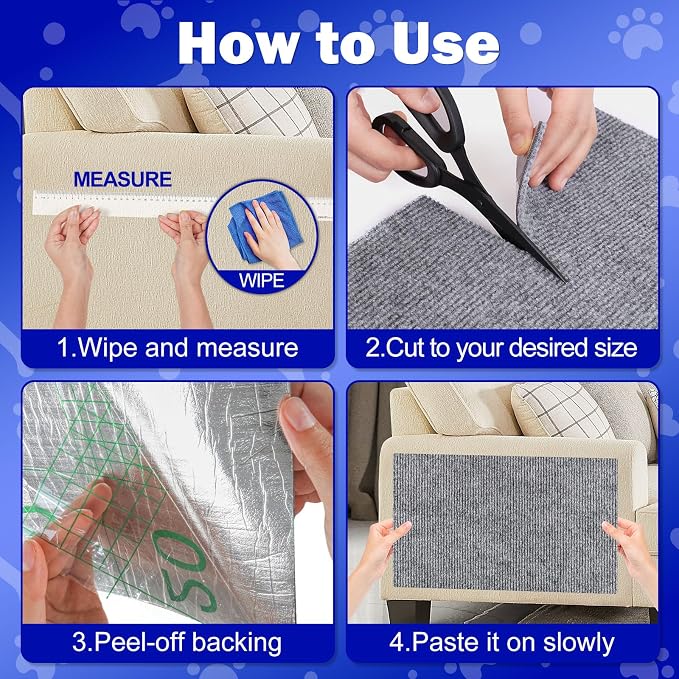ENONCI 23.6x15.8 Cat Scratcher Mat, Self-Adhesive Cat Scratch Furniture Protector - Image 8