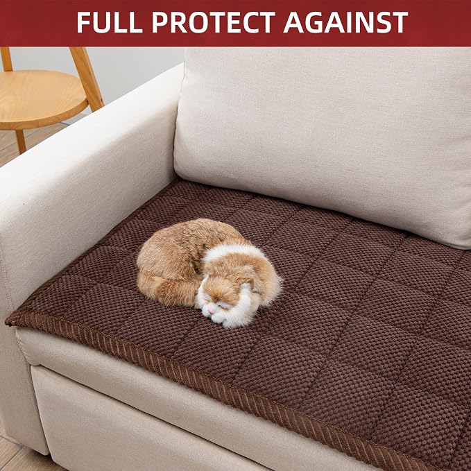 Pet Couch Covers,Couch Cover for Dogs Washable,Anti Slip Dog Sofa Covers Couch Protector Sofa Mat,Seat Cover,Dog Mat,Pet Pad for Furniture 1 Piece (Brown, 21''x63''/Rectangular) - Image 2