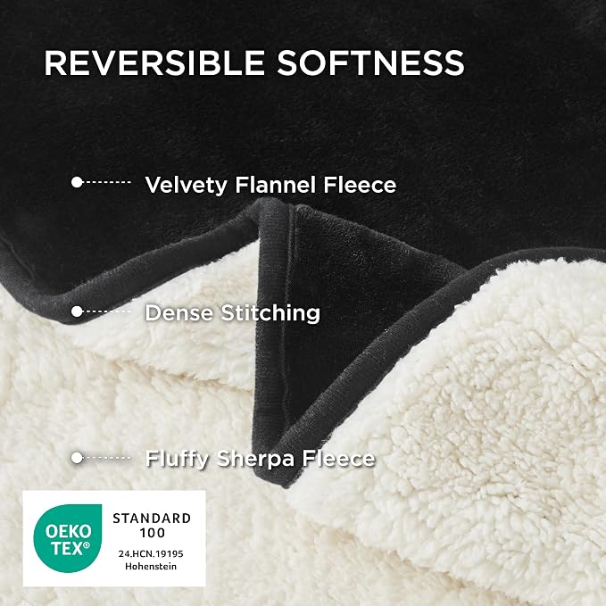 Bedsure Waterproof Blanket for Bed Soft Sherpa Fleece Throw,King 108"x86" | Plush Cozy Calming Reversible Dog Blankets for Large Senior Dogs,Warm Bed Couch Cover,Pet Furniture Protector,Black - Image 3