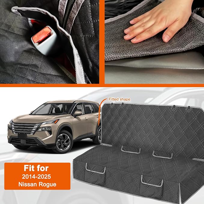 Dog Car Seat Cover for Nissan Rogue 2014-2025 | Waterproof Pet Bench Seat Cover for Back Seat, 600D Heavy Duty Scratch Proof Nonslip Truck Seat Covers for Dogs - Image 2