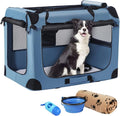 Petprsco Portable Dog Crates for Medium Dogs, 32"x23"x23" Travel Dog Crate | Collapsible Dog Crate with Plush Mat, Soft Blanket & Foldable Bowl, Strong Fabric, 4-Sided Vents, 3 Doors, Indoor/Outdoor Use by Petprsco