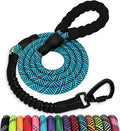 Rope Dog Leash 6 FT: Heavy Duty Leashes with Swivel Lockable Hook Reflective Threads Bungee and Padded Handle - Dog Lead for Large Small Medium Dogs Outside Walking Hiking Blue Black by jenico