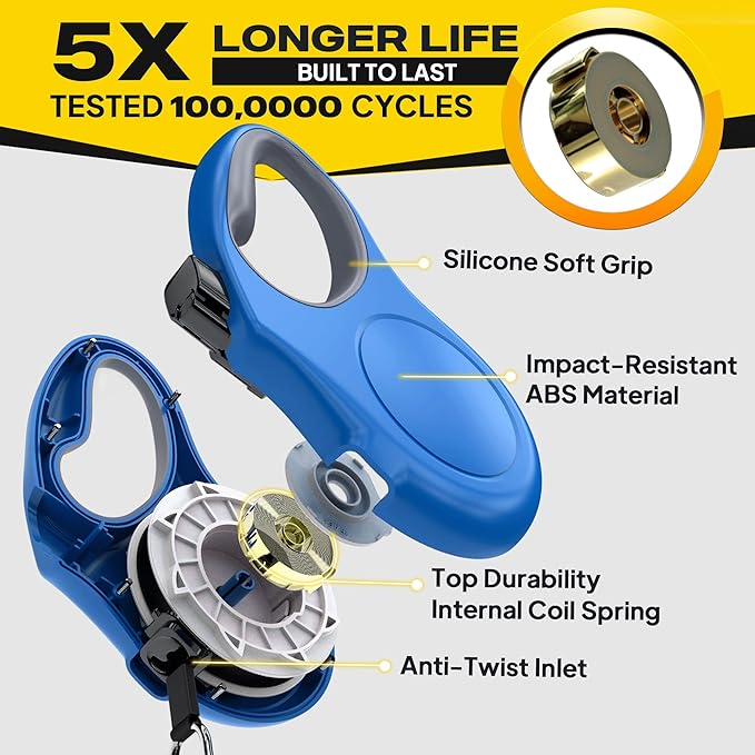 Fida Retractable Dog Leash, 16ft Heavy Duty Pet Walking Leash for Medium/Large Dog up to 110 lbs, Tangle Free. One-Hand Brake (Large, Blue) - Image 4