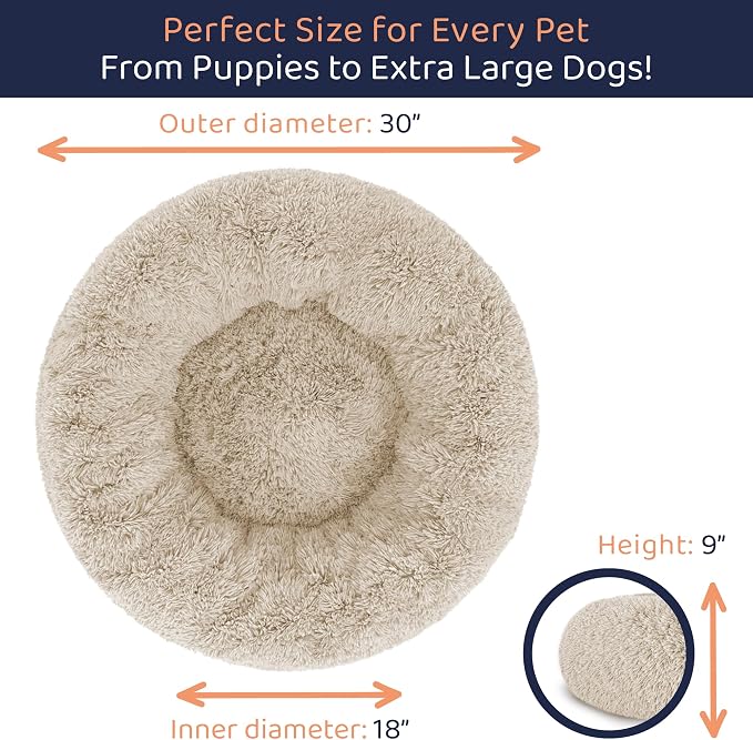Donut Dog Bed - Premium Comfort for Anxiety Relief - Fluffy & Calming Design with Ultra-Plush Support | Cozy Round Dog Bed with Super Soft Circle Style (Beige, Medium) - Image 7