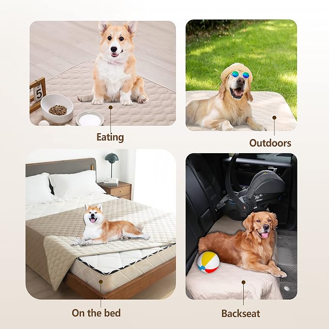 gogobunny 100% Double-Sided Waterproof Dog Bed Cover Pet Blanket Sofa Couch Furniture Protector for Puppy Large Dog Cat, Reversible (40x50 Inch (Pack of 1), Dark Beige/Light Beige) - Image 4