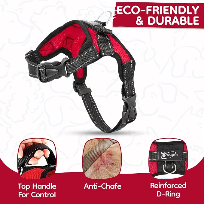 No Pull Reflective Adjustable Dog Harness with Handle- Comfortable Soft All Weather Mesh, Easy On Puppy Harness for Small Medium and Large Dogs (Red) Small - Image 4
