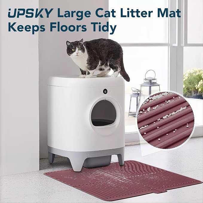 UPSKY Large Cat Litter Mat 31" x 24 Waterproof and Washable, Soft on Paws | Litter Catcher Pad, Cat Litter Trapping Mat, Scatter Control, Fits Most Litter Boxes, Use for Dogs & Cats, Red - Image 7