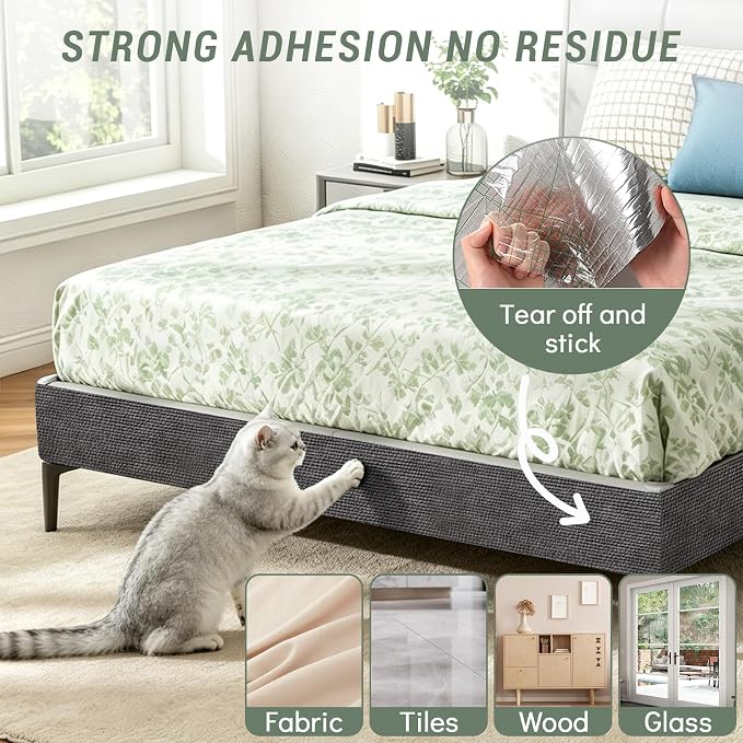 SEPAZON Cat Scratching Carpet Mat, Self-Adhesive Couch Furniture Protector | 78.7x15.8In Thickened, Cat Scratch Post/Tree Covered Pad Replacement, Shield for DIY Shelf Steps Couch Corner Wall, Darkgrey - Image 6