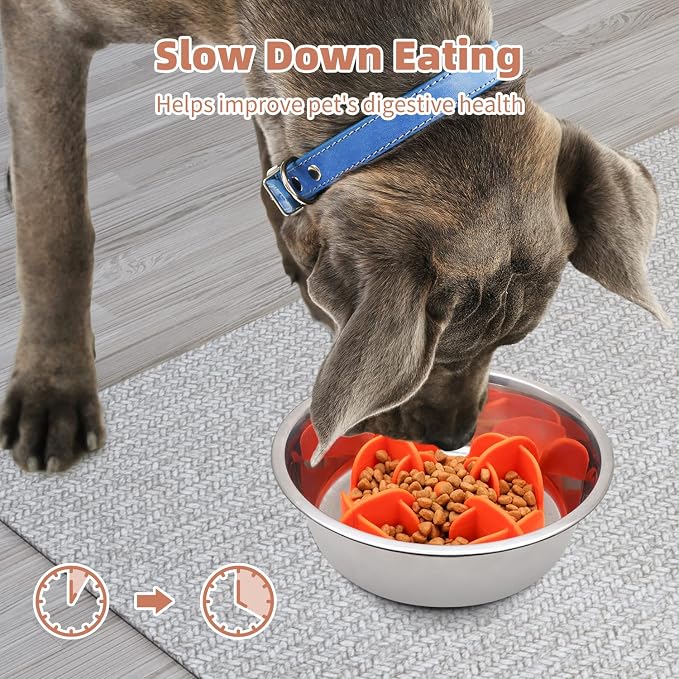 Jaoul Slow Feeder Dog Bowls Insert for Large Breed, 7 Inch Cuttable Slow Feeder Insert with 32 Octopus Suction Cups for Medium Large Size Dog Food Bowl (X-Large, Orange) - Image 2