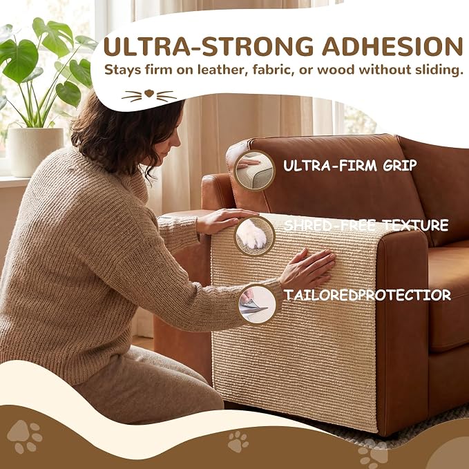 2 Pack 118Inch Cat Carpet Protector for Furniture Couch - Self Adhesive Cat Scratching Mat for Wall Door & Sofa - DIY Trimmable Scratcher Pad Material - Replacement Rug for Shelf Tree. - Image 3