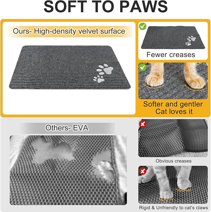 BEAUTYZOO Cat Litter Box Mat,20"x 28" Kitten Litter Trapping Mat,Waterproof | Non-Slip Litter Mats for Floor Scatter Control,Absorbent Urine-Proof,Soft on Paws & Easy to Clean,Indoor Cats Toilet Training - Image 5