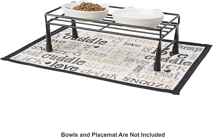 PetRageous 81030 Gizmo's Set The Table Steel Frame Dog Feeder, 3-Inch Tall Dining Table by 13-Inch Long and 5.75-Inch Wide, Holds Two 5.5-Inch Diameter Bowls, for Small and Medium Dogs and Cats, Black - Image 5