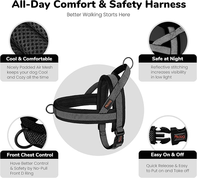 No Pull Dog Harness for Small Dogs, Breathable Mesh Padded, Black, S | Quick Fit, Easy On and Off, Adjustable, Reflective Vest Harness for Night Safty, Easy for Walking and Training, Chest 18-22" - Image 6