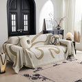 MYSKY HOME Boho Couch Cover Super Soft Couch Covers for 2-3 Cushion Couch Sofa, Modern Khaki Jacquard Sofa Slipcover Loveseat Futon Cover, Couch Covers for Sectional Sofa, 71" x 134", Khaki Curve by MYSKYHOME