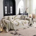 MYSKY HOME Couch Cover for 3 Cushion Sofa, Super Soft Boho Couch Covers for Dogs Washable, Jacquard Slipcover Furniture Protector for Living Room, 91" x 118", Khaki Curve by MYSKYHOME