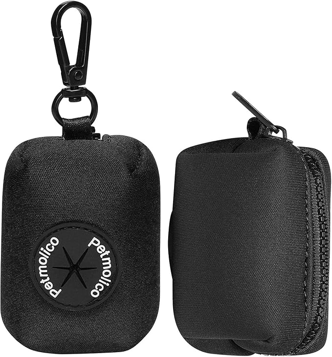 Petmolico Dog Poop Bag Holder Dispenser 2 Pack, Black | Zippered pouch fits any leash, includes free roll of bags, lightweight & portable for daily walks, travel & outdoor use - Image 4