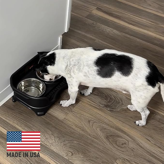 Neater Feeder Express Mess Proof Dog Bowls Elevated for Small Breed – Made in USA – No Spill Raised Slow Feeder Elevated Dog Bowl Stand, Stainless Steel Food and Water Bowl Set, Black - Image 4