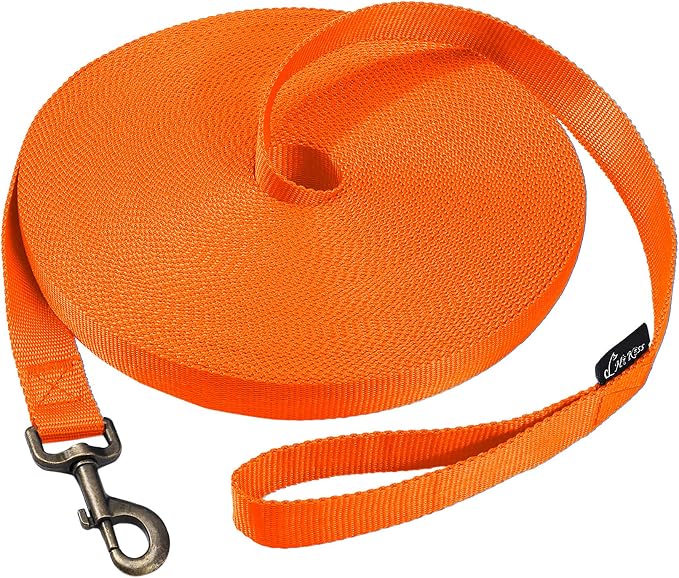 HIKISS Long Dog Leash Obedience Recall Training Agility Lead with Thickening Material for Large Dog - 15ft 20ft 30ft 50ft 100ft Training Leash(Orange 100ft) by HiKiss