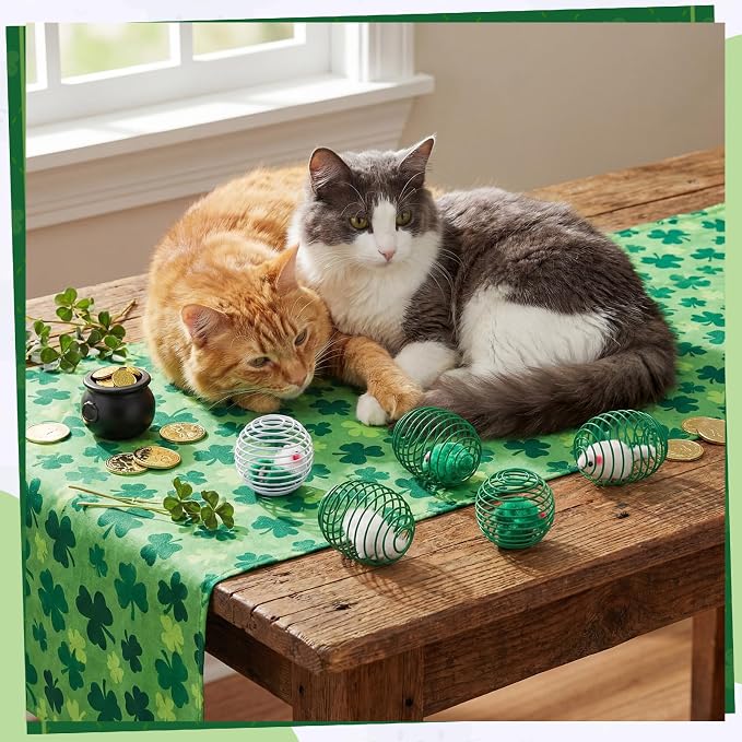 Jecery 5 Pcs Cat Toys Spring,Mouse,Green | Interactive Metal Cat Toy, Stretchable Rolling Ball, for Indoor Cats, Colorful Playful Coils, Kitten Pet Supplies - Image 6