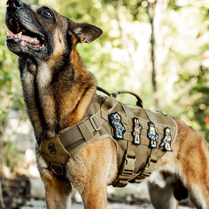 OneTigris No Pull Tactical Dog Harness for Medium Dog, Aire Mesh Dog Vest Harness, Breathable Military Molle Vests with Handles, Service Dog Vest for Walking Hiking Training (M, Brown) - Image 8