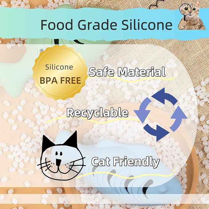 2Pcs Silicone Cat Toys, Multi-Functional Treat Dispenser, Interactive Feeder Toy for Indoor Cats, Food Puzzle Kitten Toys, Pet Training Toy with Catnip Ball (Pink&Green/Blue) - Image 6