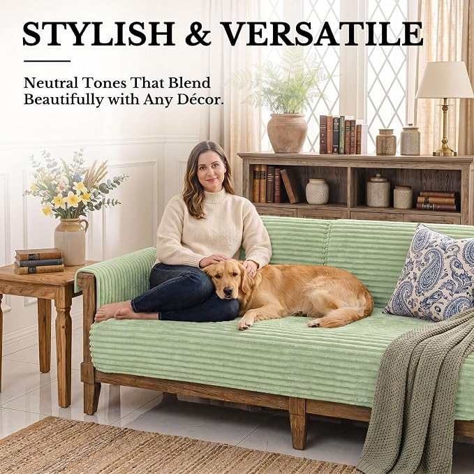 Smiry Waterproof Couch Cover for Dogs, Washable Non Slip Plush Protector | Waterproof Protection, Plush Flannel, Non Slip Backing, Pet Hair & Scratch Protection, Soft Cover (36" x 94.5") - Image 2