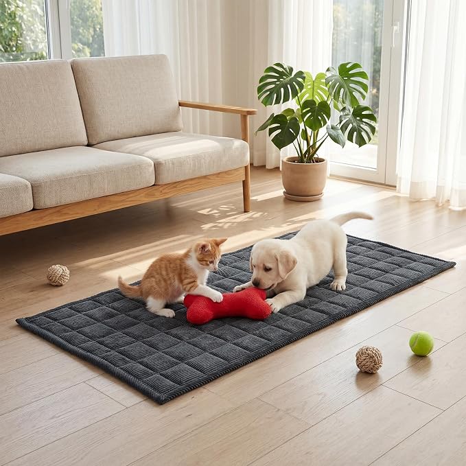 Fixwal Waterproof Corduroy Dog Couch Cover, 27.6" x 59", Dark Grey | Integrated TPU Barrier, Non-Slip Backing, Machine Washable, Pet Friendly, Easy Clean Pet Hair, Soft Sofa Cushion Protector - Image 9