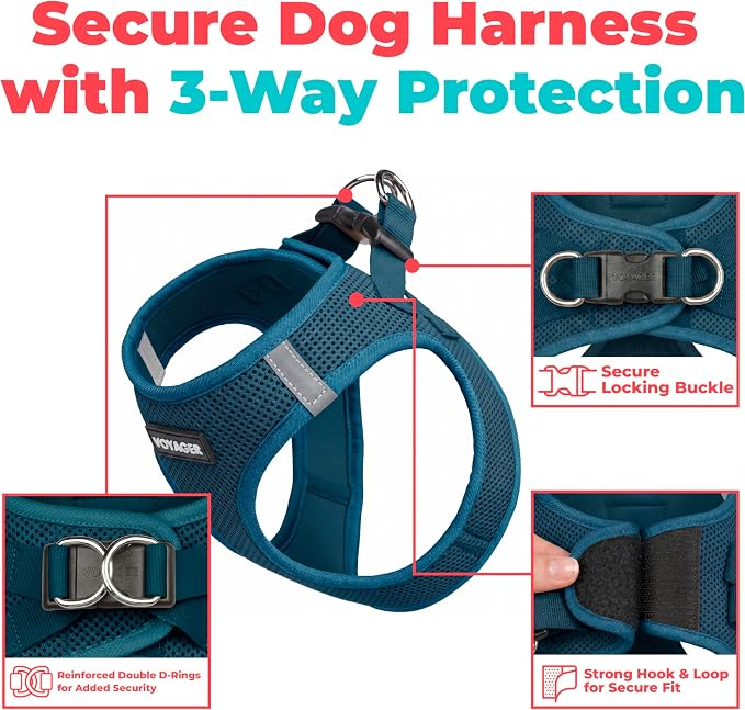 Voyager Step-in Air Dog Vest Harness - Blue, XXX-Small | 11 - 12" in Chest, Reflective Bands, All Weather Breathable Air Mesh, Cats Compatible, Lightweight, Fast Drying - Image 2